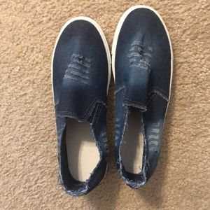 Denim slip on shoes
